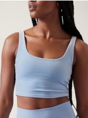 Athleta Plush Velvet Cut Out Crop A-C Scoop Sports Bra Tank Top Yoga Small